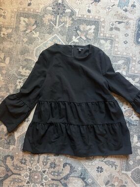 COS A-Line Black pleated cotton blend top size 6